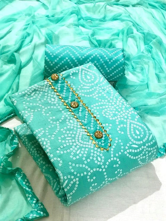 Preferable Sky Blue Color Designer Printed Work Cotton Salwar Suit