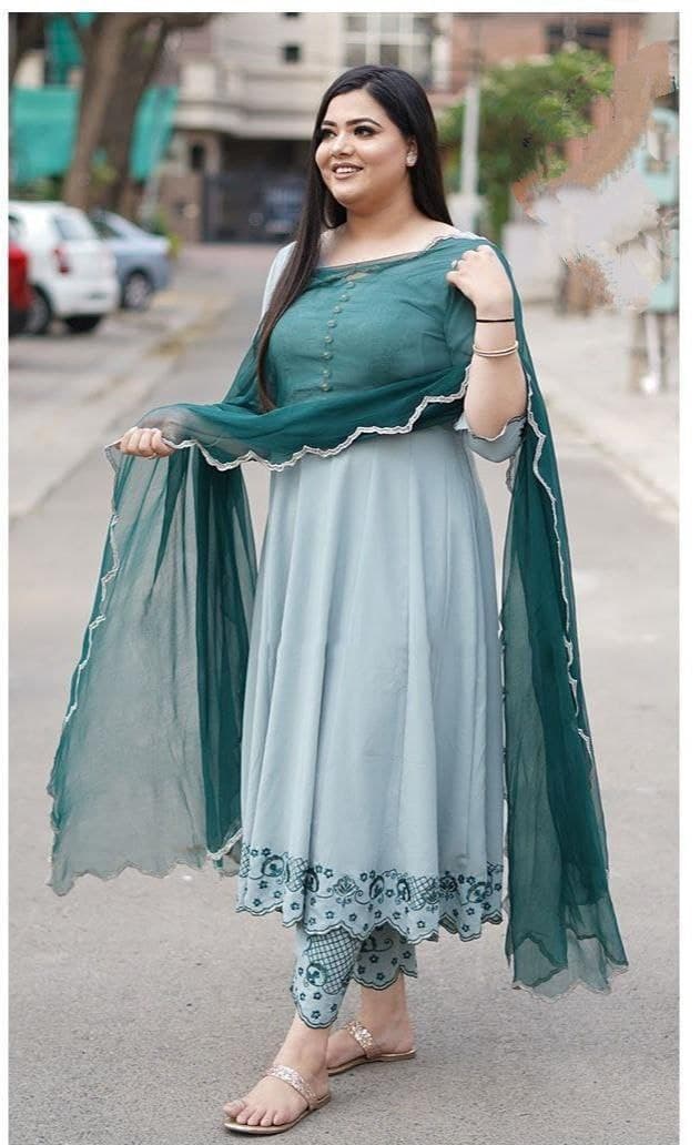 Pleasant Green Color Cotton Silk Embroidered Work Salwar Suit Design