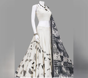 White Color Designer Italian Silk Fancy Digital Printed Festive Wear Latest Design Lehenga Choli