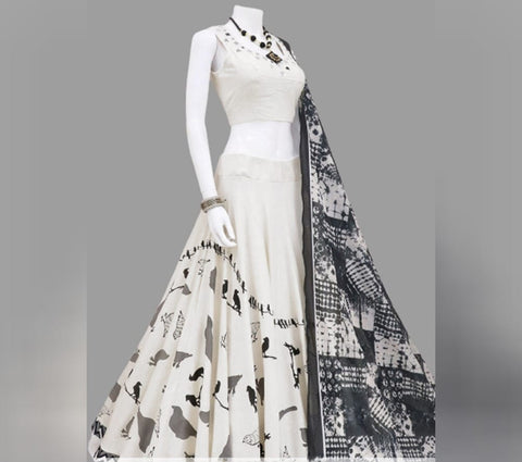 White Color Designer Italian Silk Fancy Digital Printed Festive Wear Latest Design Lehenga Choli