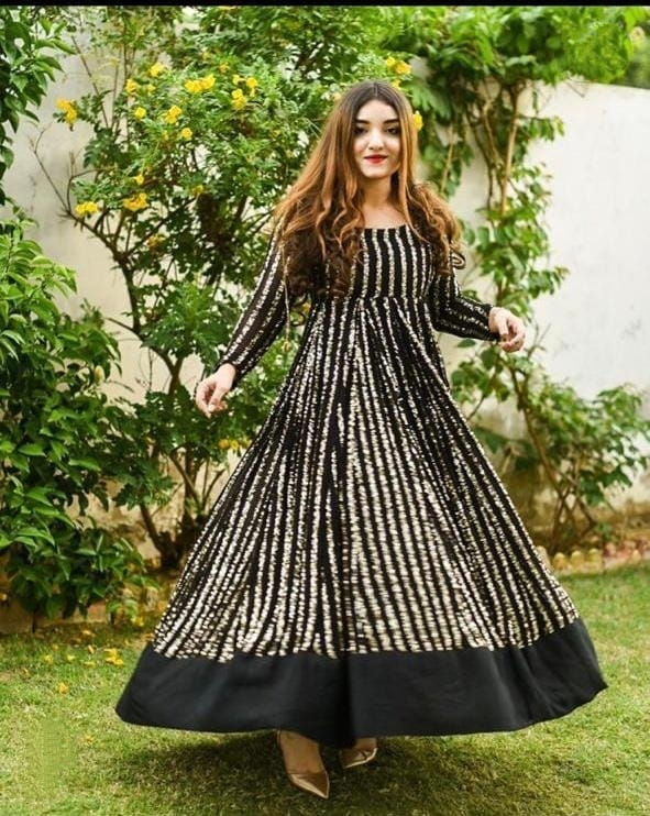 Festive Wear Black Color Ready Made Designer Georgette Fancy Sequence Work Gown