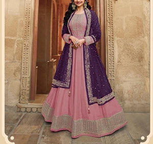 Sophisticated Pink Color Embroidered Work Dola Silk Designer Salwar Suit