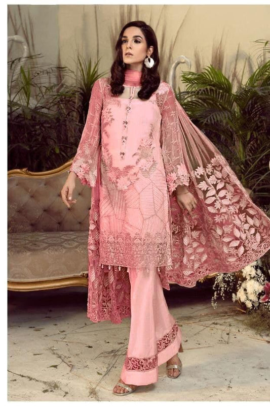 Energetic Pink Color Festive Wear Georgette Sequence Chain Stitched Work Salwar Suit