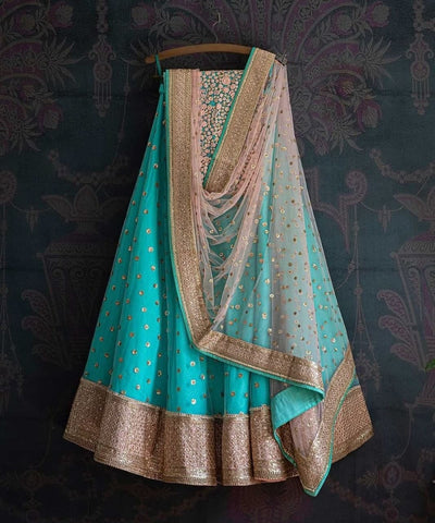 Unique Light Blue Color Embroidered Zari Work Design Lehenga Choli