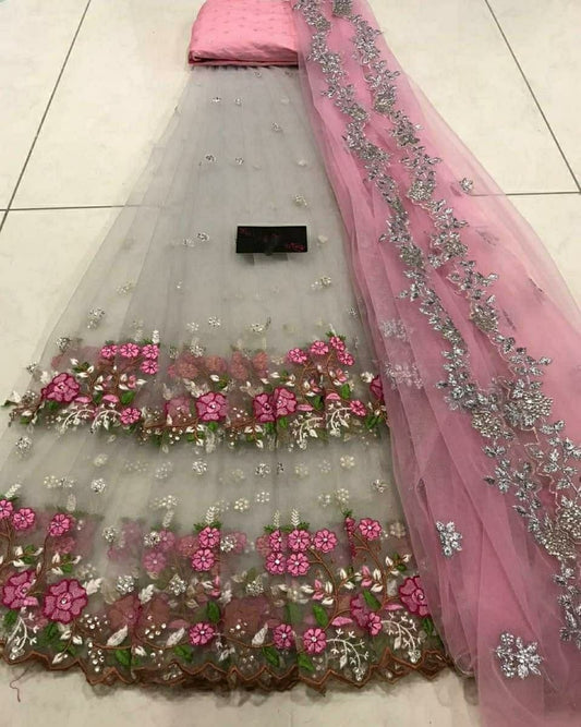 Alluring Grey Color Occasion Wear Organza Multi Thread Work Lehenga Choli