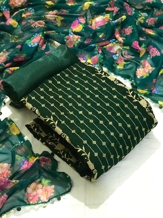 Green Color Regular Wear Georgette Multi Work Salwar Suit