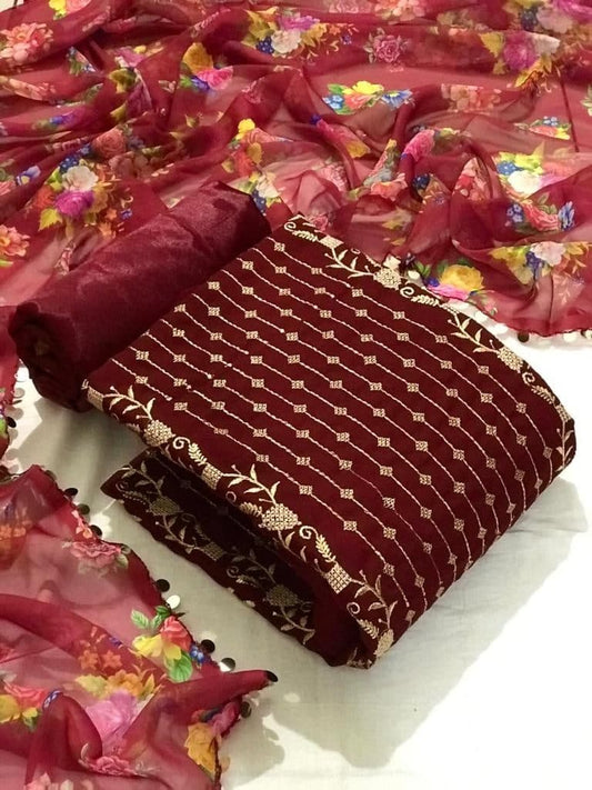 Tremendously Maroon Color Georgette Casual Wear Gotta Patti Work Salwar Suit