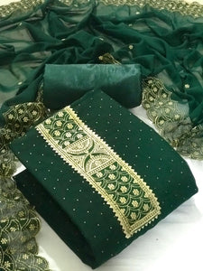 Fantastic Green Color Designer Multi Diamond Work Georgette Salwar Suit