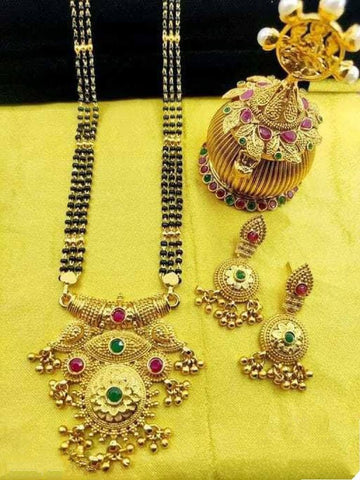 Multi Color Imitation Golden Plated Function Wear Mangalsutra Set