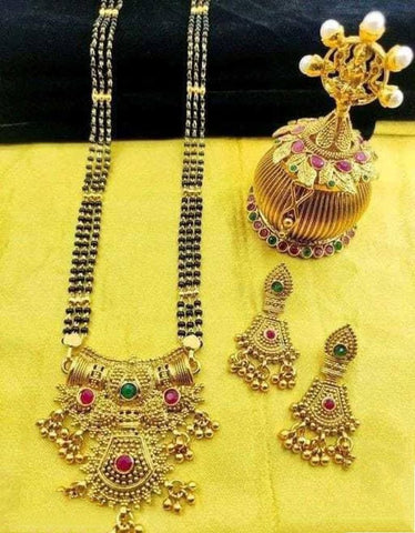 Beautiful Golden Plated Multi Color Design Artificial Mangalsutra Set