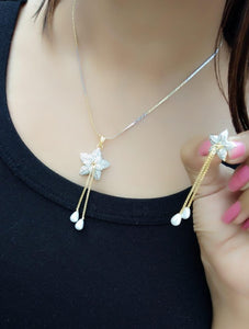 White Color American Diamond Imitation Necklace Set