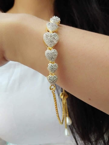 Stylish White Color Diamond Artificial Golden Plated Bracelet