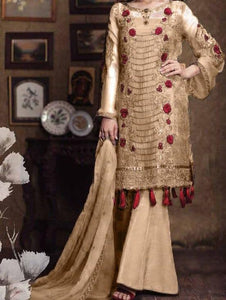 Engrossing Cream Color Georgette Festival Wear Stone Work Salwar Suit