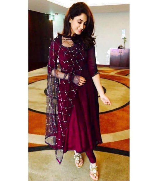 Alluring Maroon Color Georgette Occasion Wear Salwar Suit