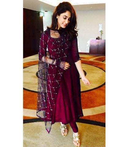 Alluring Maroon Color Georgette Occasion Wear Salwar Suit