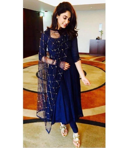 Striking Blue Color Georgette Casual Wear Salwar Suit
