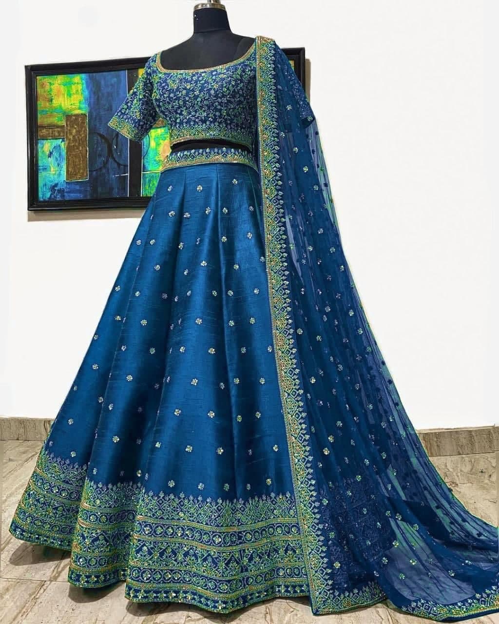 Blue Color Silk Designer Sequence Work Lehenga Choli For Women