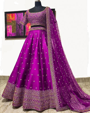 Thrilling Magenta Color Mulburry Silk Fancy Sequence Embroidered Lehenga Choli