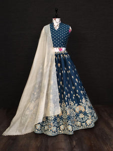 Unique Blue Color Wedding Wear Silk Zari Work Lehenga Choli