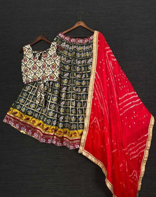 Brilliant Black Color Patola Function Wear Jacquard Work Lehenga Choli
