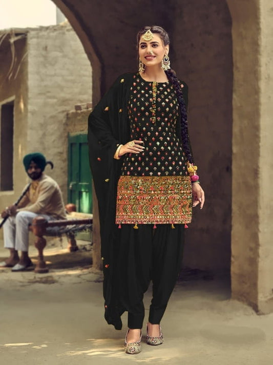 Staggering Black Color Sequence Work Georgette Salwar Suit For Women