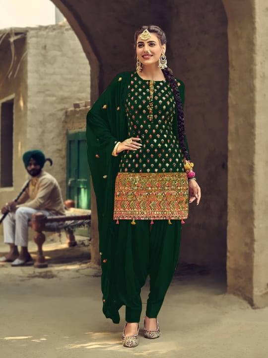 Stunning Green Color Party Wear Georgette Embroidered Work Salwar Suit