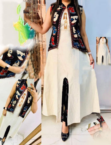 White Color Casual Wear Inner Rayon Digital Printed Fancy Koti Kurti Full Stitched