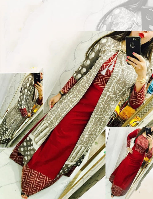 Maroon Color Party Wear Full Stitched Rayon Inner Digital Printed Fancy Koti Kurti