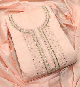 Blooming Peach Color Cotton Embroidered Work Salwar Suit
