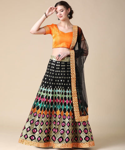 Artistic Mustard Color Wedding Wear Butterfly Net Zari Thread Work Lehenga Choli