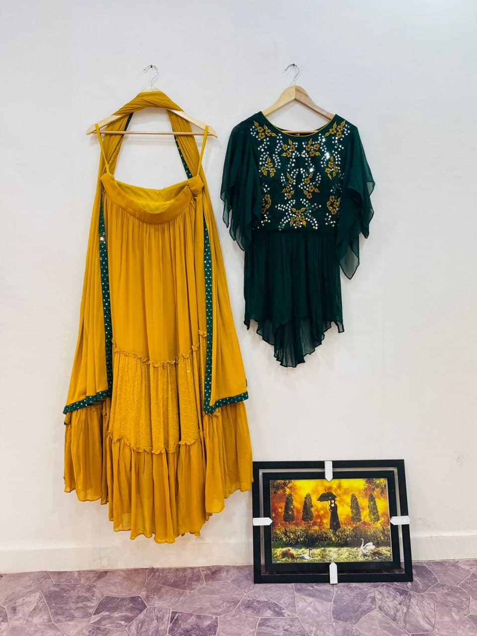 Prominent Green Color Georgette Embroidered Work Indo Western For Festive Wear