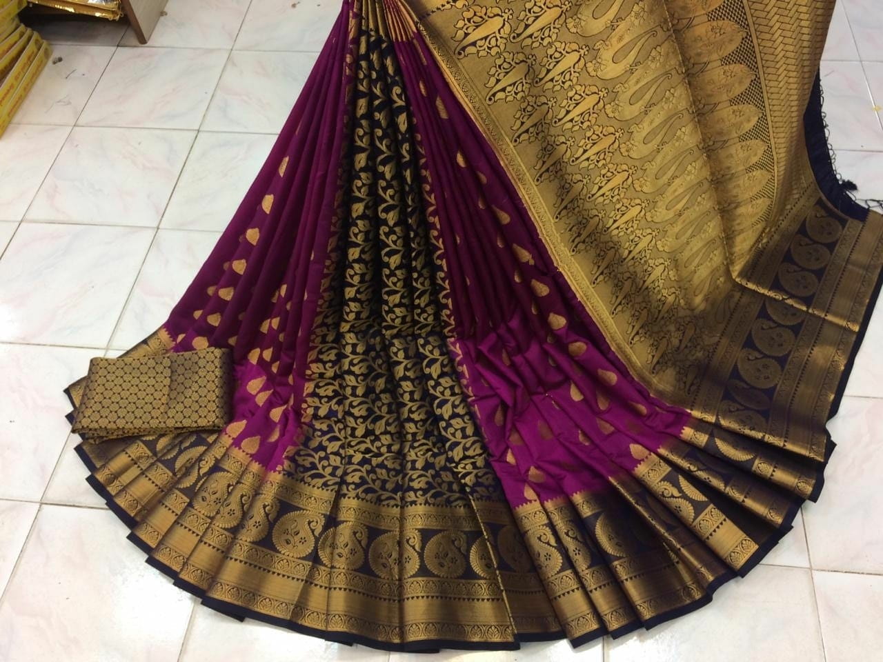 Wine Color Nylon Silk Rich Patli Pallu Designer Saree Blouse