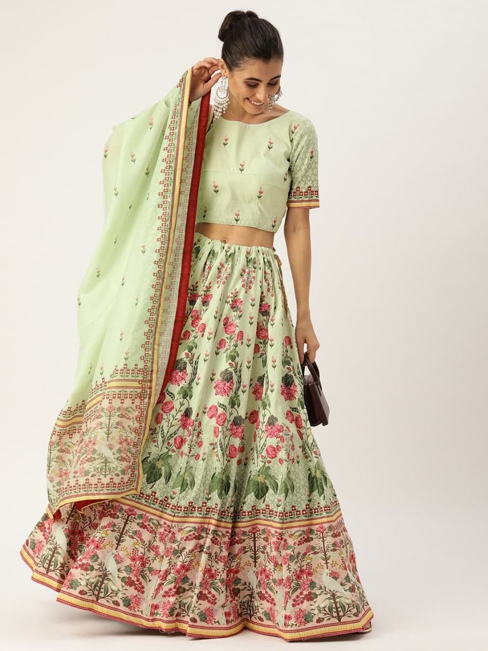 Lovable Light Green Color Art Silk Occasion Wear Printed Lehenga Choli Design