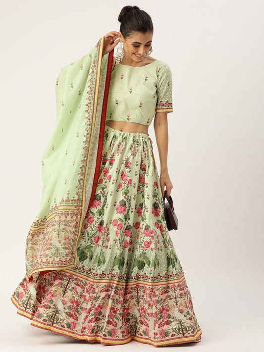 Lovable Light Green Color Art Silk Occasion Wear Printed Lehenga Choli Design