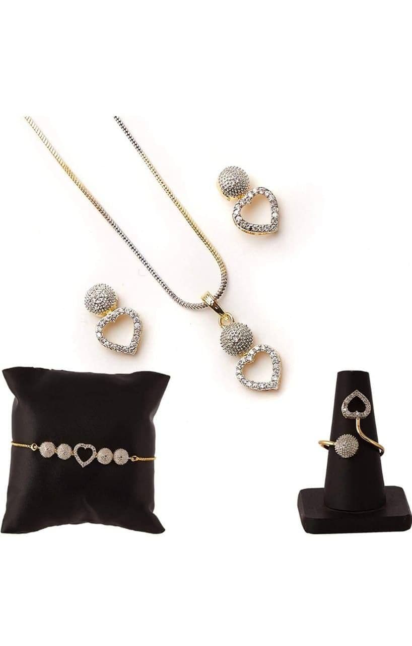 Lovable White Color Diamond Artificial Necklace Set For Women