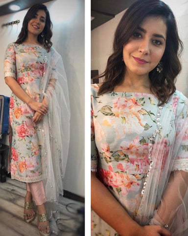 Light Blue Wedding Wear Taffeta Silk Embroidered Work Designer Full Stitched Salwar Suit