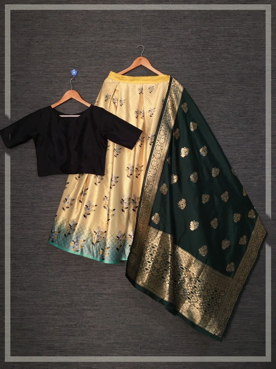 Black Color Festive Wear Printed Zari Silk Satin Latest Design Lehenga Choli