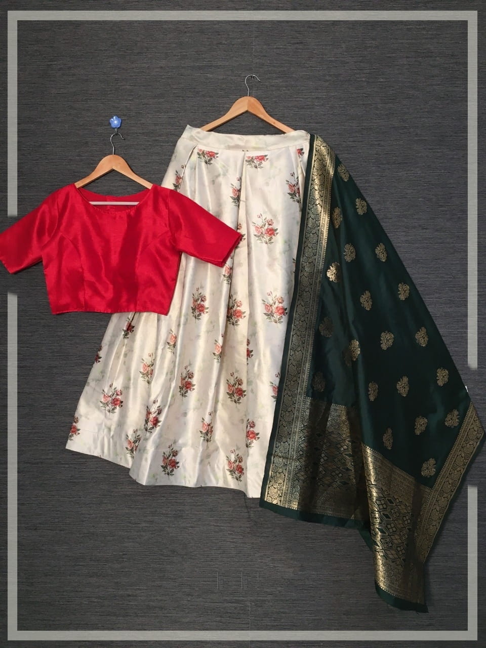 Festive Wear Off White Color Printed Satin Silk Zari Designer Latest Design Lehenga Choli