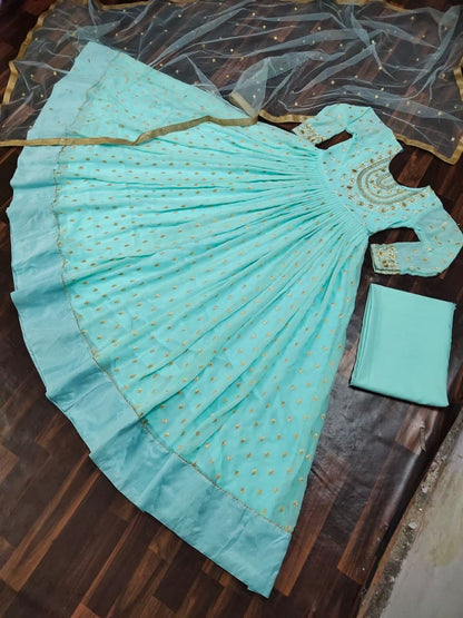 Sophisticated Blue Color Occasion Wear Georgette Embroidered Work Salwar Suit