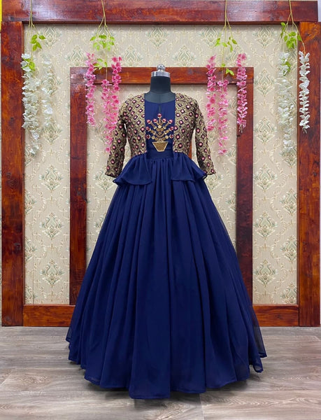 Miraculous Blue Color Georgette Multi Thread Work Salwar Suit Design