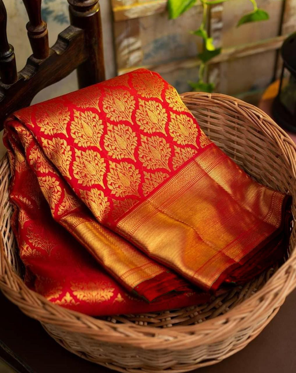 Dark Red Color All Over Jacquard Work Silk Lichi Designer Saree Blouse