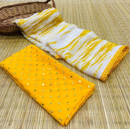 Flaunt Yellow Color Georgette Digital Printed Saree Blouse