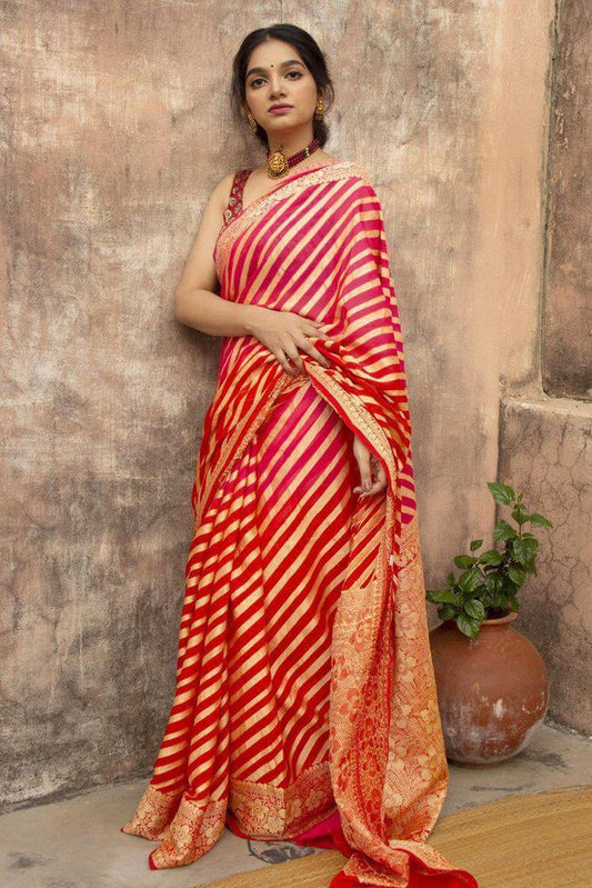 Rani Pink Color Designer All Over Jacquard Lichi Soft Silk Wedding Wear Designer Saree Blouse