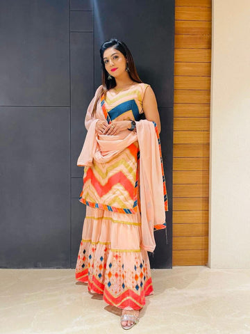 Unique Peach Color Festive Wear Georgette Embroidered Work Salwar Suit