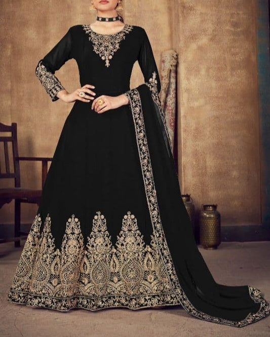 Imperial Black Color Georgette Coding Work Salwar Suit Design