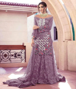 Dazzling Violet Color Net Sequence Stone Work Festive Wear Salwar Suit