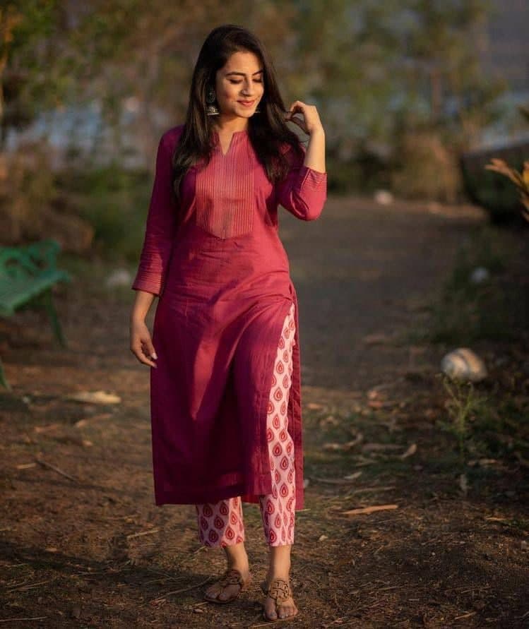 Amazing Red Color Rayon Full Stitched Embroidered Work Kurti Plazo