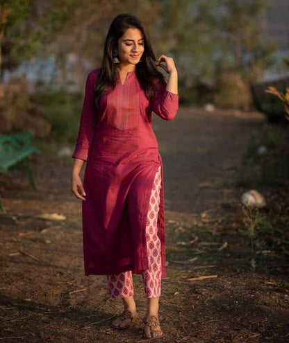 Amazing Red Color Rayon Full Stitched Embroidered Work Kurti Plazo