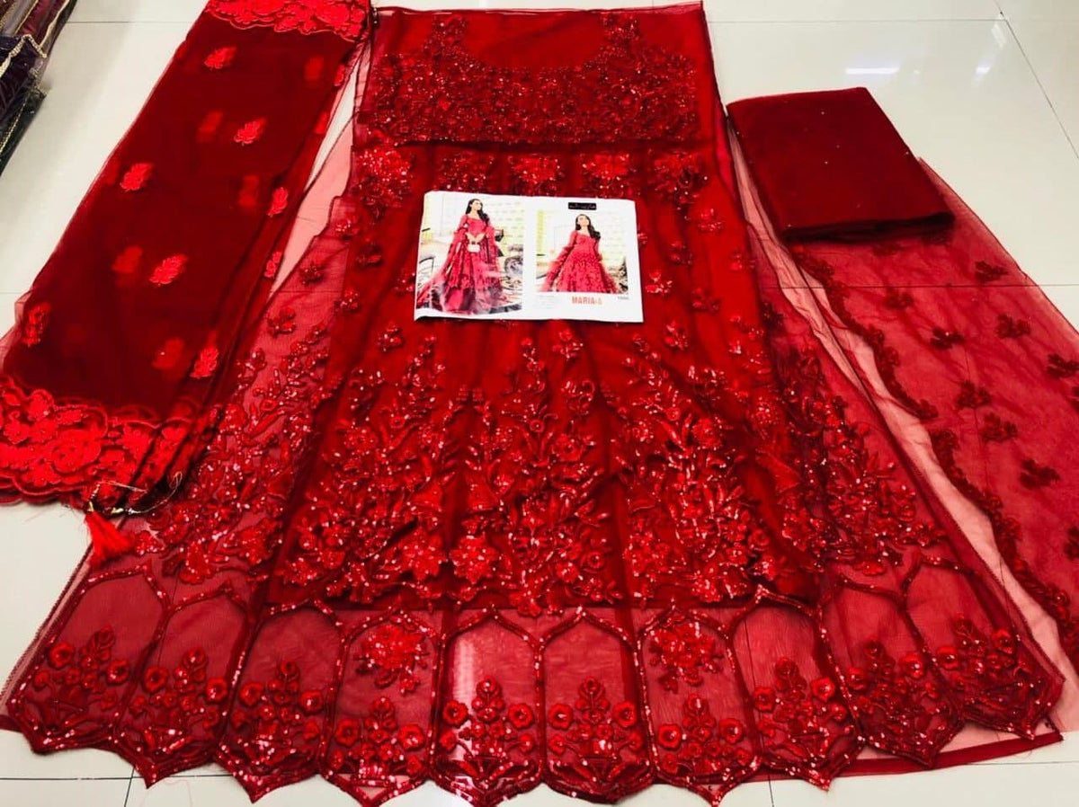 Flattering Red Color Sequence Work Function Wear Net Salwar Suit Design