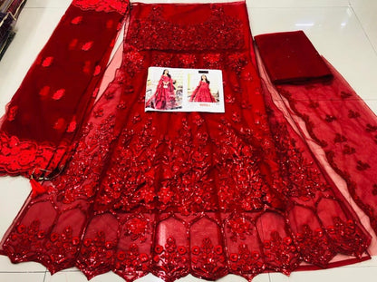 Flattering Red Color Sequence Work Function Wear Net Salwar Suit Design